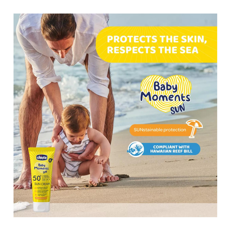 Crema protectie solara SPF 50+ Baby Moments, 0 luni+, 75 ml, Chicco 611646