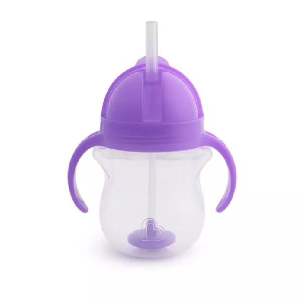 Cana cu pai flexibil si manere Any Angle Click Lock, +6 luni, Purple, 207 ml, Munchkin