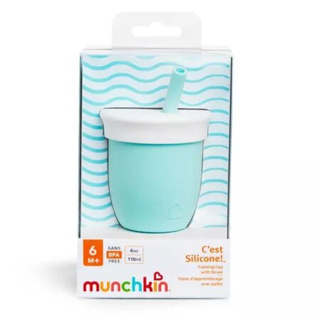 Canuta din silicon cu pai C'est Silicone, +6 luni, 118 ml, Mint, Munchkin 553978