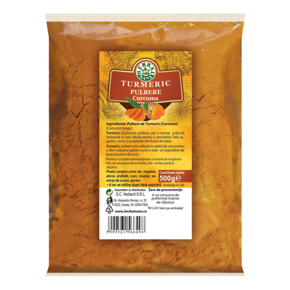 Turmeric pulbere, 500 g, Herbal Sana