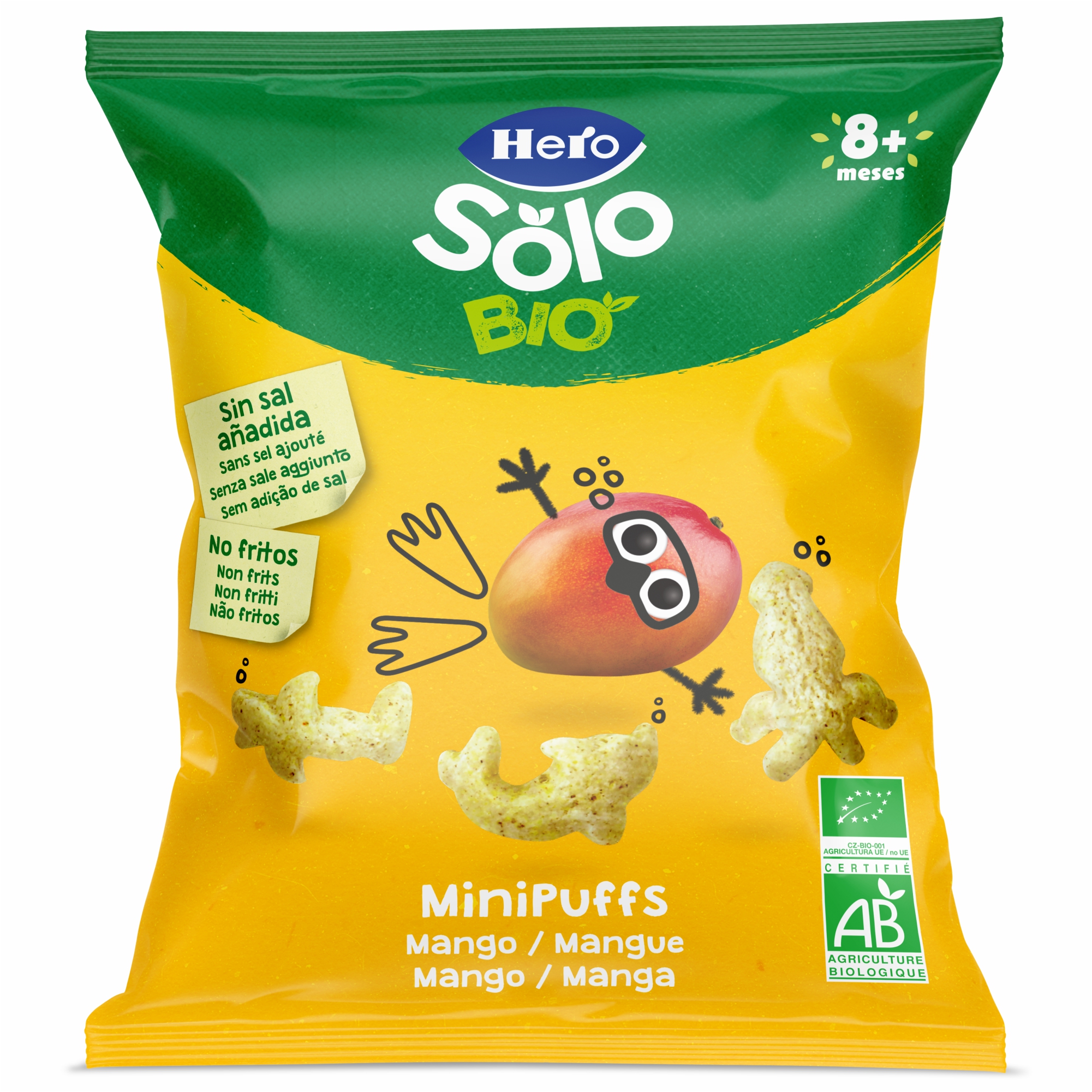 Snack Bio din cereale cu mango, 8 luni+, 18 g, Hero