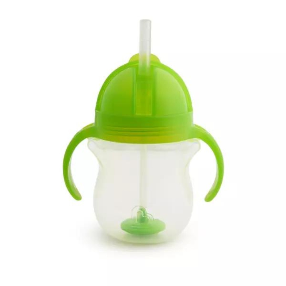 Cana cu pai flexibil si manere Any Angle Click Lock, +6 luni, Green, 207 ml, Munchkin