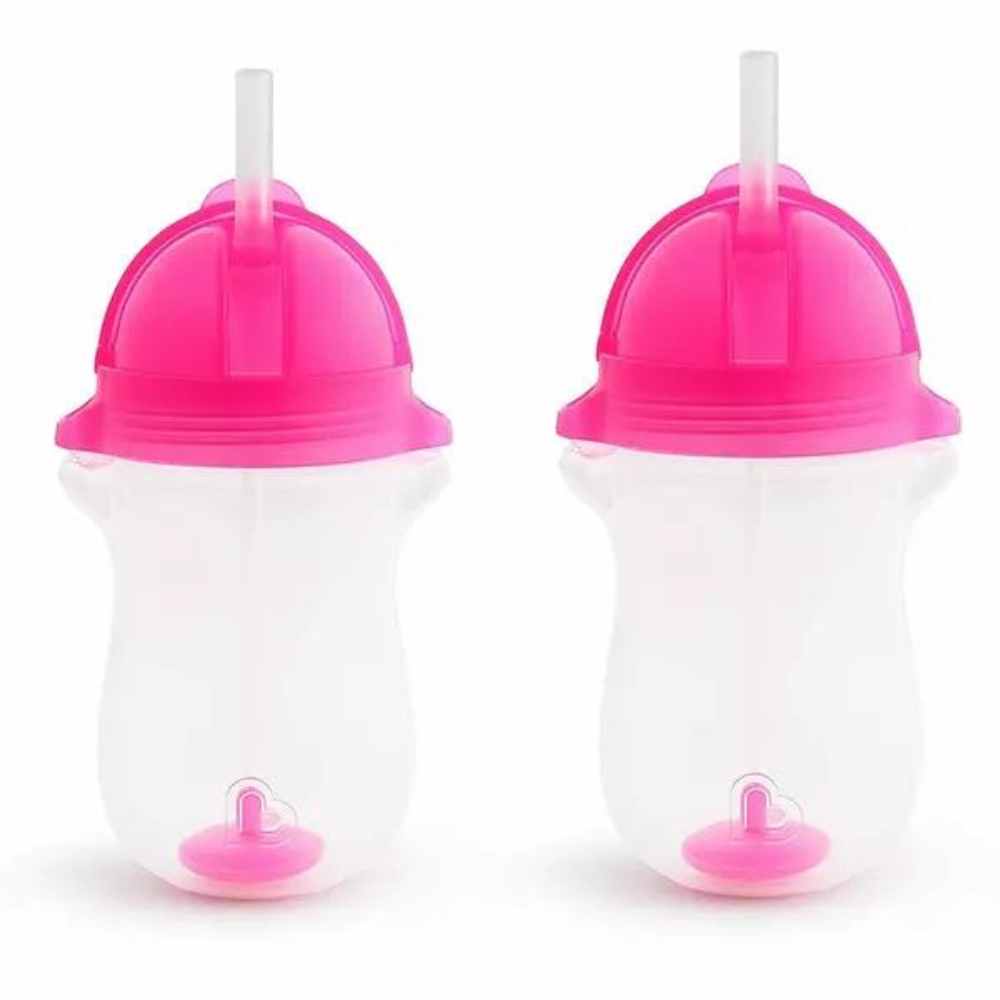 Set 2 Cani cu pai flexibil Any Angle Click Lock, +12 luni, Pink, 296 ml, Munchkin