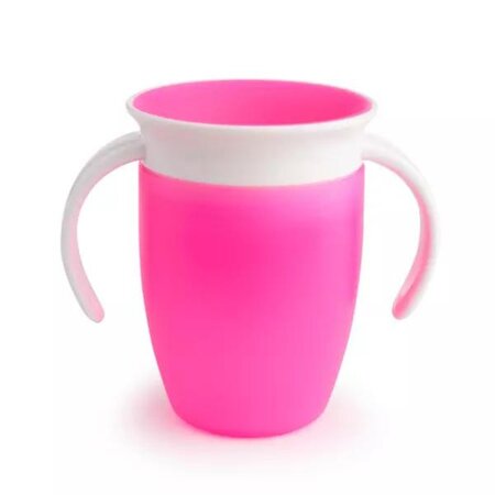 Cana de anternament cu manere Miracle 360, +6 luni, Pink, 207 ml, Munchkin 554291