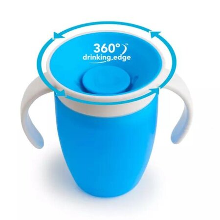 Cana de anternament cu manere Miracle 360, +6 luni, Blue, 207 ml, Munchkin 554293