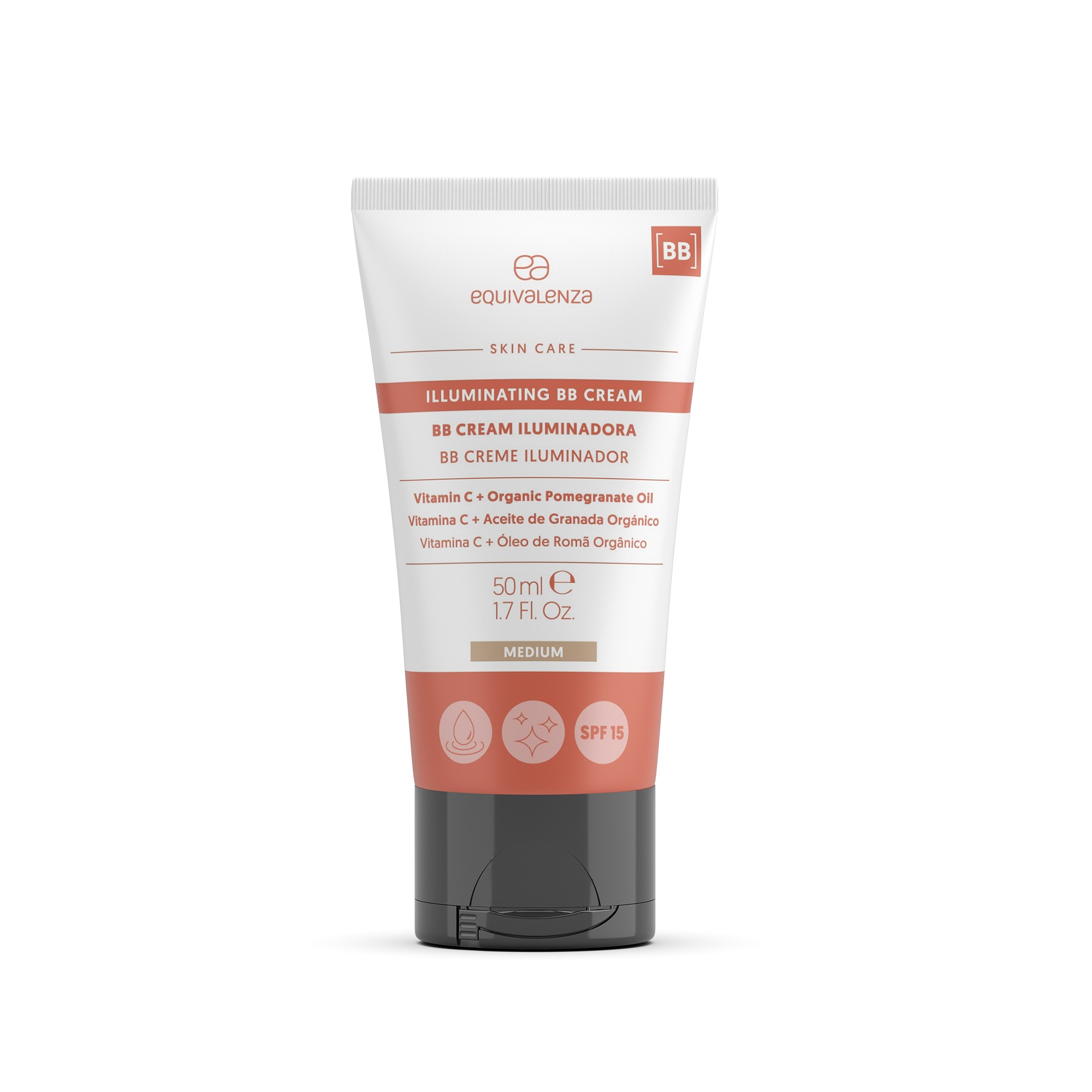 BB Cream iluminator cu vitamina C si SPF 15 Medium, 50 ml, Equivalenza