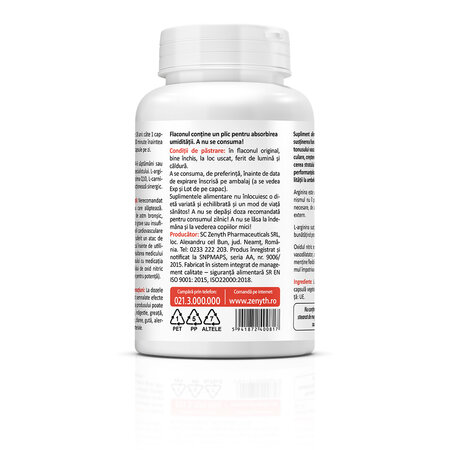 L-Arginina, 800 mg, 60 capsule, Zenyth 772514