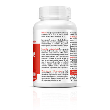 L-Arginina, 800 mg, 60 capsule, Zenyth 772515