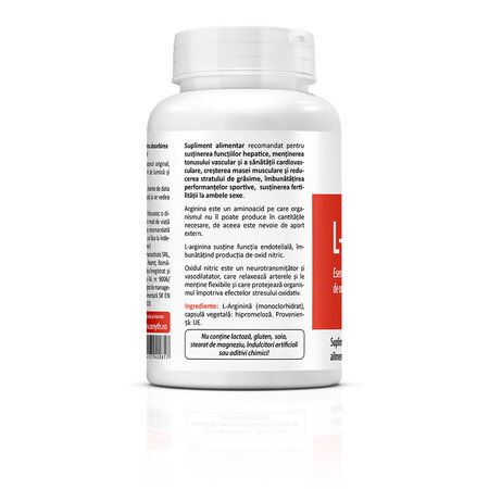 L-Arginina, 800 mg, 60 capsule, Zenyth 772516