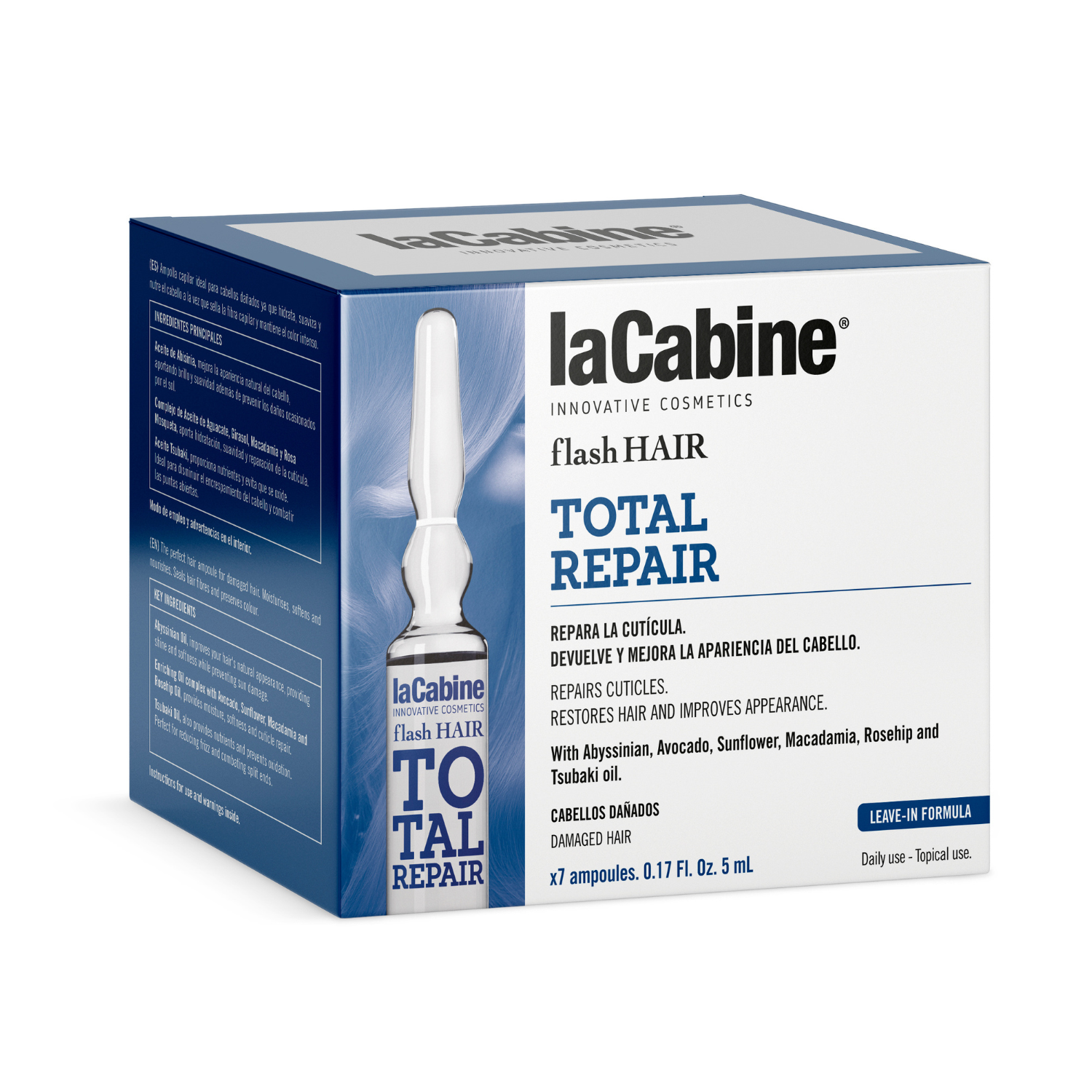 Fiole pentru par Total Repair, 7 fiole x 5 ml, La Cabine