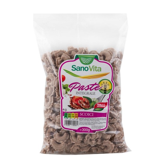 Paste integrale din grau, scoici, 300 gr, Sanovita