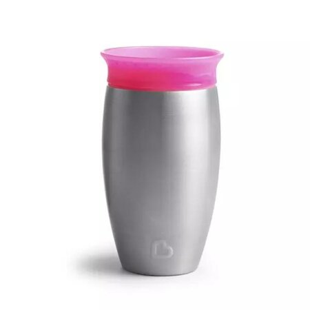 Cana de antrenament Miracle 360 Stainless Steel, +12 luni, Pink, 296 ml, Munchkin 554460