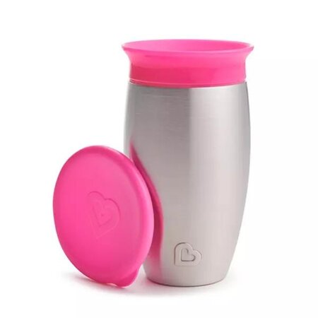 Cana de antrenament Miracle 360 Stainless Steel, +12 luni, Pink