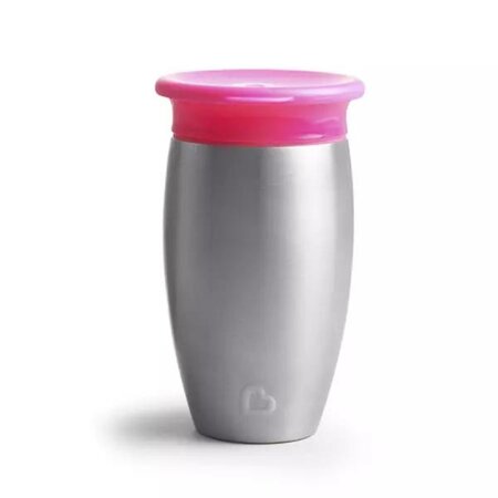 Cana de antrenament Miracle 360 Stainless Steel, +12 luni, Pink, 296 ml, Munchkin 554461