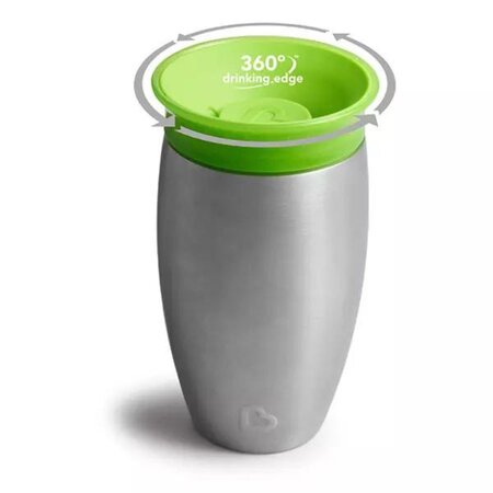 Cana de antrenament Miracle 360 Stainless Steel, +12 luni, Green, 296 ml, Munchkin 554464