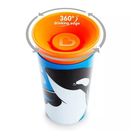 Cana de antrenament Miracle 360 Wildlove, +12 luni, Orca Whale, 266 ml, Munchkin 554485