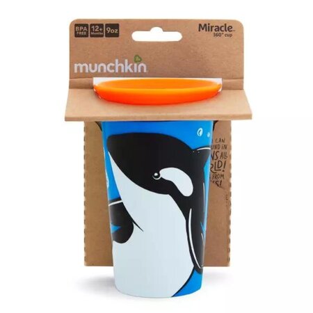 Cana de antrenament Miracle 360 Wildlove, +12 luni, Orca Whale, 266 ml, Munchkin 554487