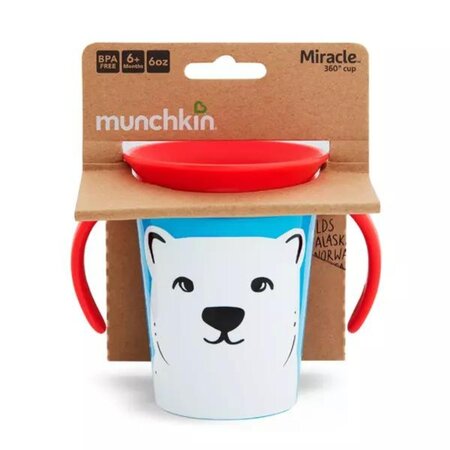 Cana de atrenament cu manere Miracle 360 Wildlove, +6 luni, Polar Bear, 177 ml, Munchkin 554595