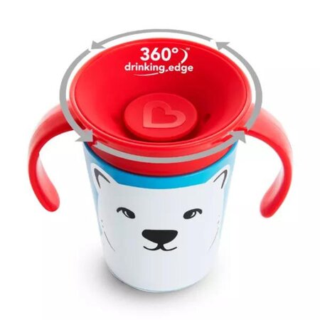 Cana de atrenament cu manere Miracle 360 Wildlove, +6 luni, Polar Bear, 177 ml, Munchkin 554592