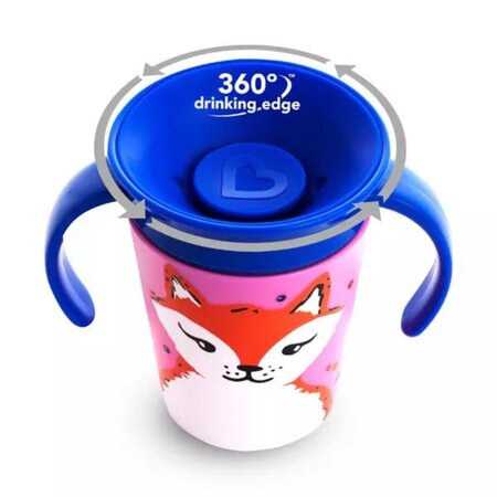 Cana de atrenament cu manere Miracle 360 Wildlove, +6 luni, Red Fox, 177 ml, Munchkin 554581