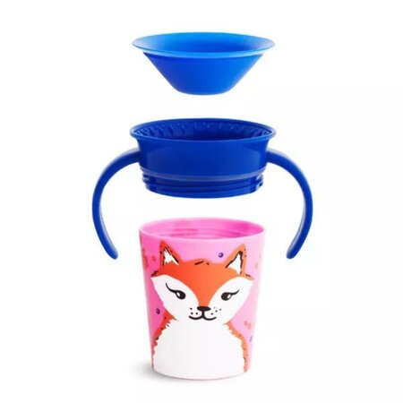Cana de atrenament cu manere Miracle 360 Wildlove, +6 luni, Red Fox, 177 ml, Munchkin 554583