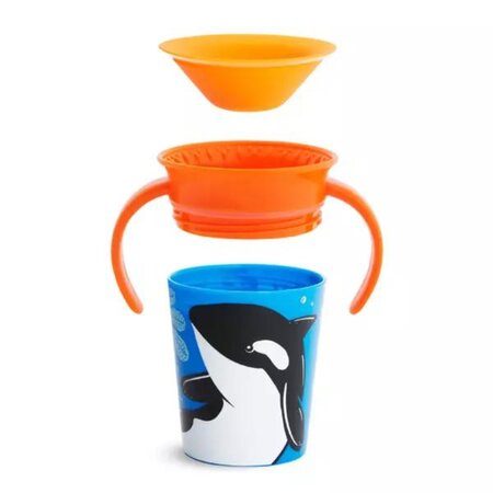 Cana de atrenament cu manere Miracle 360 Wildlove, +6 luni, Orca Whale, 177 ml, Munchkin 554604