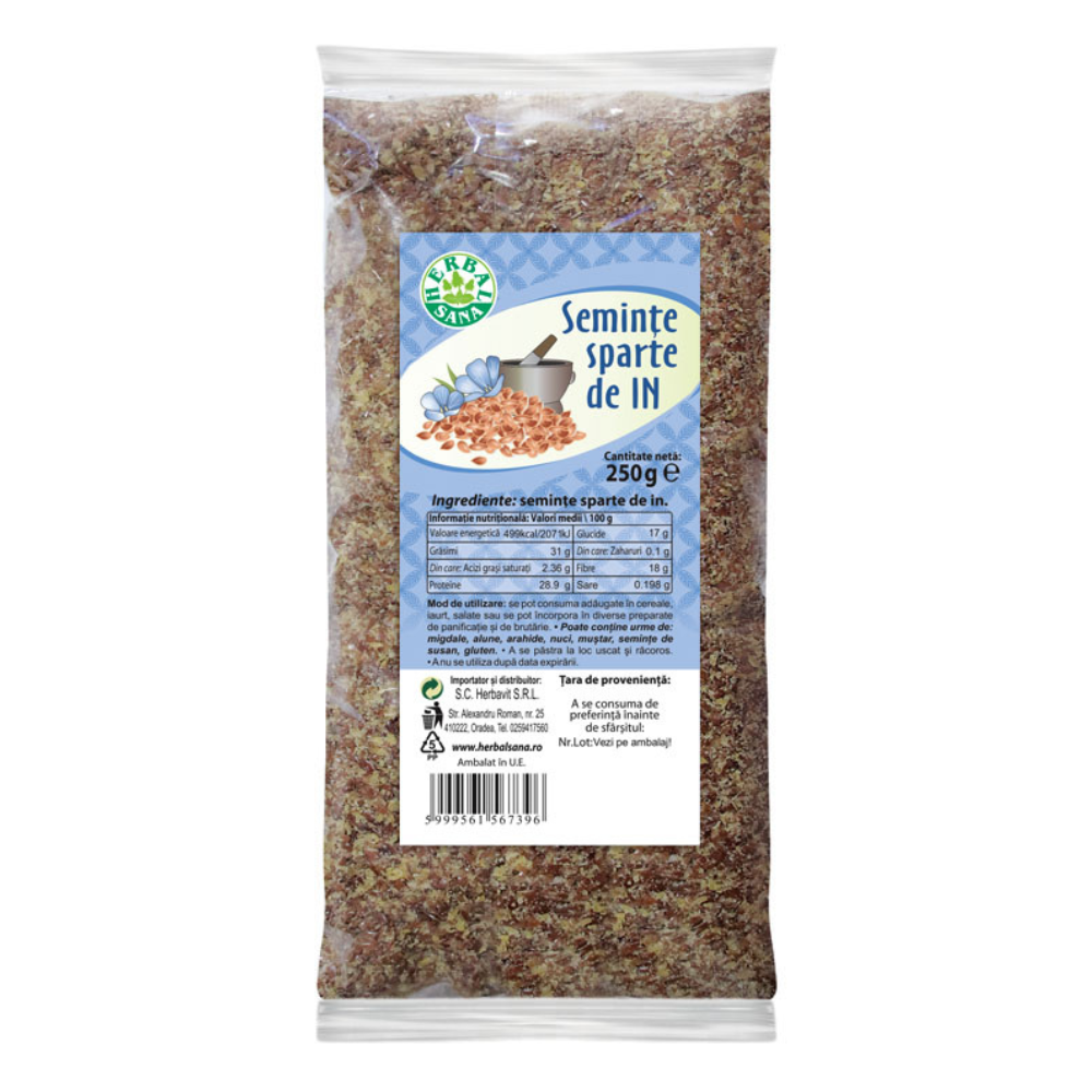 Seminte sparte de in, 250 g, Herbal Sana