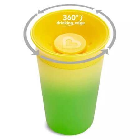 Cana de antrenament Miracle 360 Colour Change, +12 luni, Yellow, 266 ml, Munchkin 554768