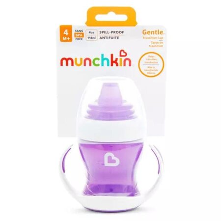 Cana de tranzitie cu manere Gentle, +4 luni, Purple, 118 ml, Munchkin 554873