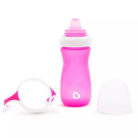 Cana de tranzitie cu manere Gentle, +9 luni, Pink, 296 ml, Munchkin 554896