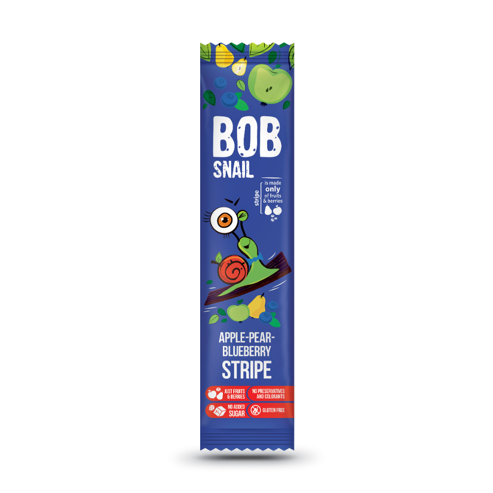 Gustare naturala din mere, pere si afine, 14g, Bob Snail