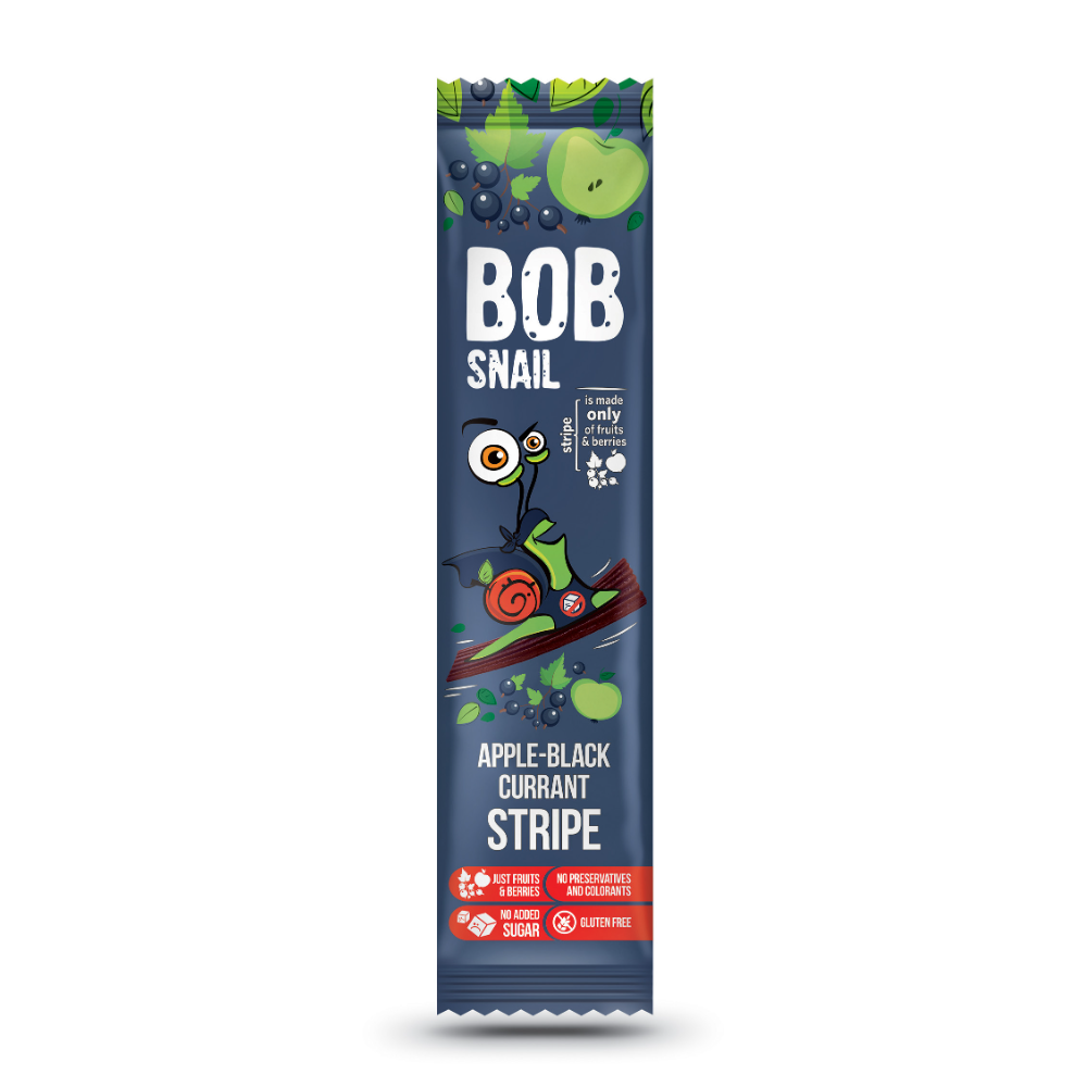 Gustare naturala din mere si coacaze negre, 14 gr, Bob Snail