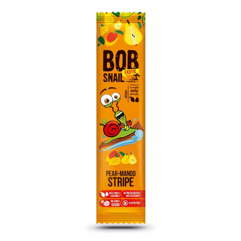 Gustare naturala din pere si mango, 14 gr, Bob Snail