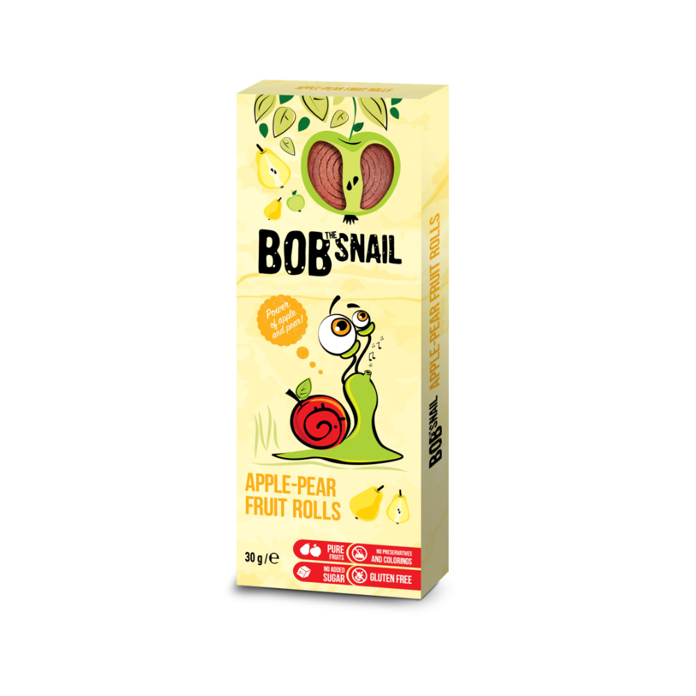 Rulou natural din mere si pere, 30g, Bob Snail