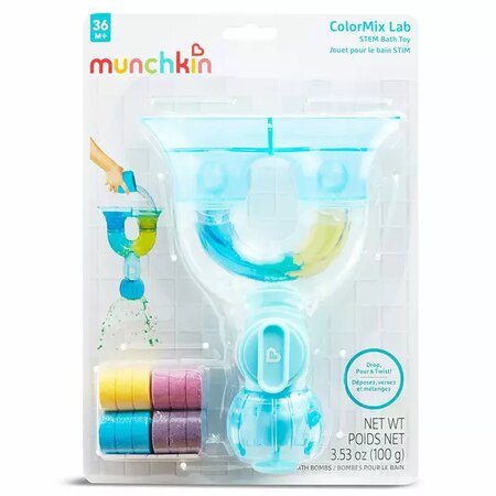 Set 2 jucarii de baie si 12 tablete Colour Mix Lab, +36 luni, Munchkin 555038