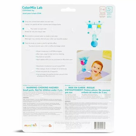 Set 2 jucarii de baie si 12 tablete Colour Mix Lab, +36 luni, Munchkin 555044