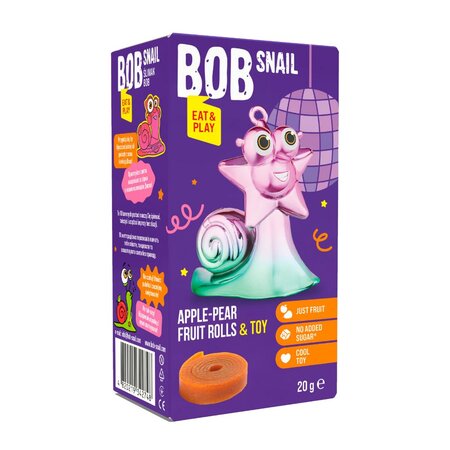 Rulou natural din fructe + jucarie Eat & Play, 20 gr, Bob Snail