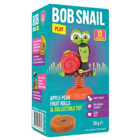 Rulou natural din fructe + jucarie Eat & Play, 20 gr, Bob Snail