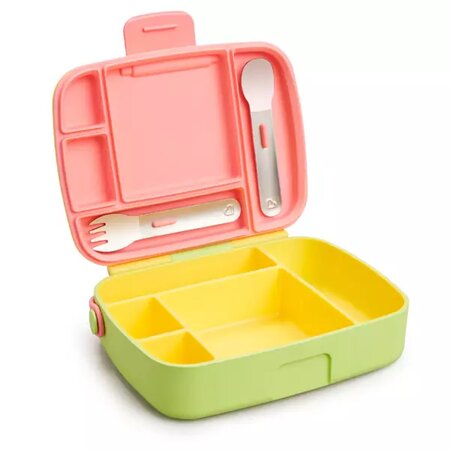 Cutie pentru pranz cu ustensile din inox Bento Lunch, +18 luni, +18 luni, Yellow, Munchkin 555067