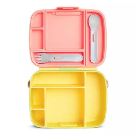 Cutie pentru pranz cu ustensile din inox Bento Lunch, +18 luni, +18 luni, Yellow, Munchkin 555066