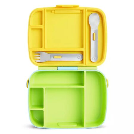Cutie pentru pranz cu ustensile din inox Bento Lunch, +18 luni, Green, Munchkin 555074