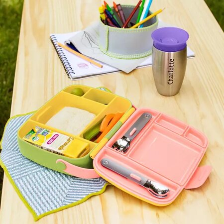 Cutie pentru pranz cu ustensile din inox Bento Lunch, +18 luni, Green, Munchkin 555081
