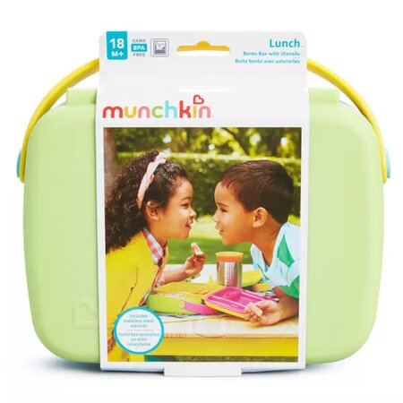 Cutie pentru pranz cu ustensile din inox Bento Lunch, +18 luni, Green, Munchkin 555078