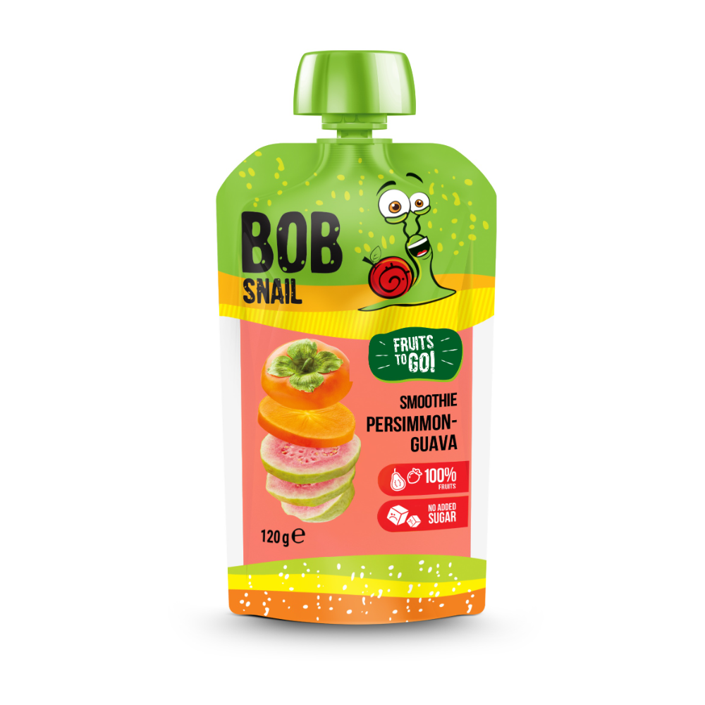 Smoothie natural din guava roz si kaki, 120 gr, Bob Snail