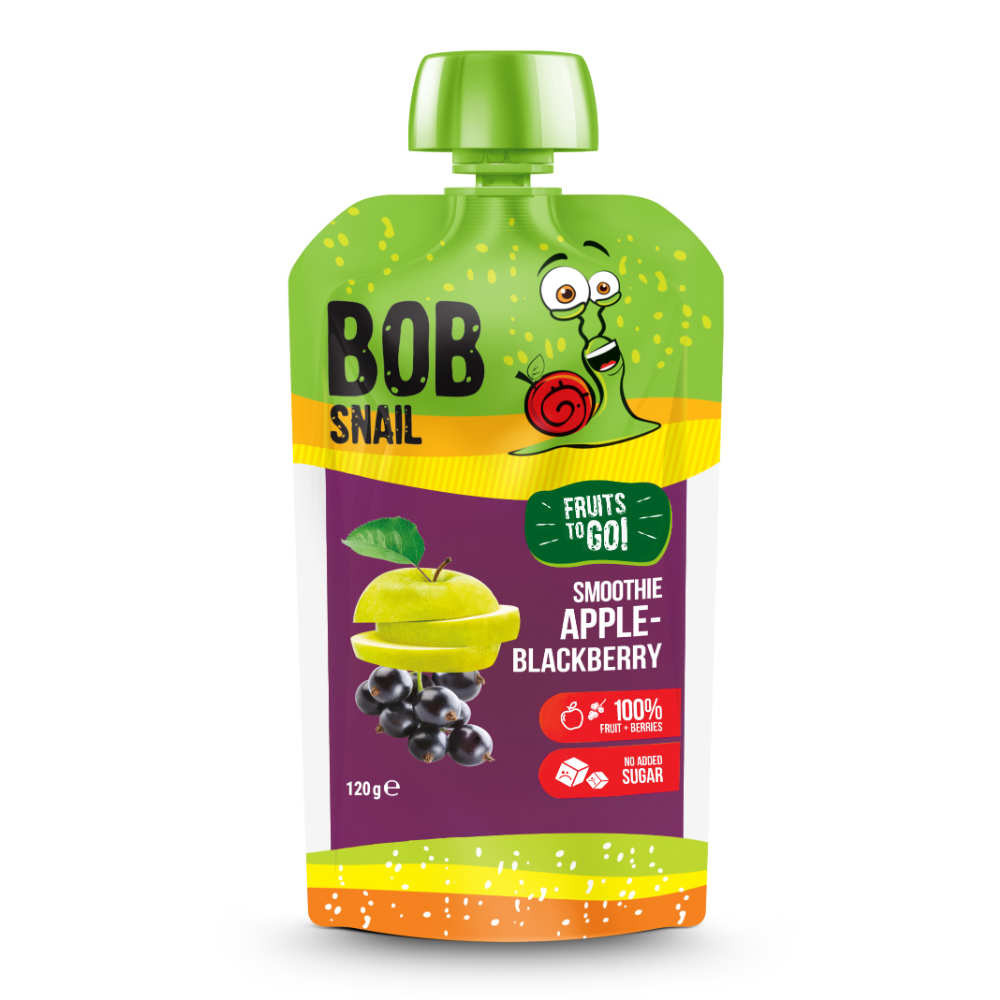 Smoothie natural din  mere si coacaze negre, 120 gr, Bob Snail