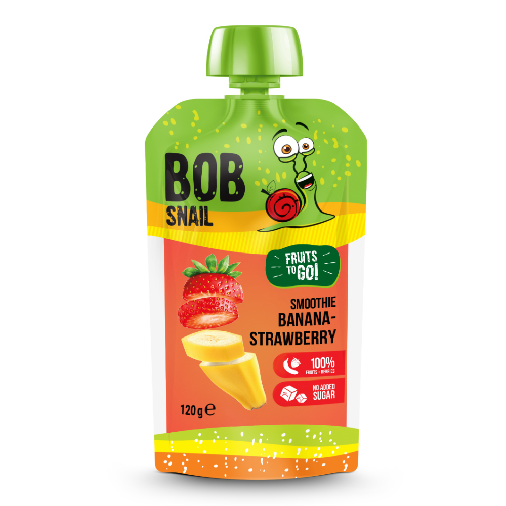 Smoothie natural din banane si capsuni, 120 gr, Bob Snail