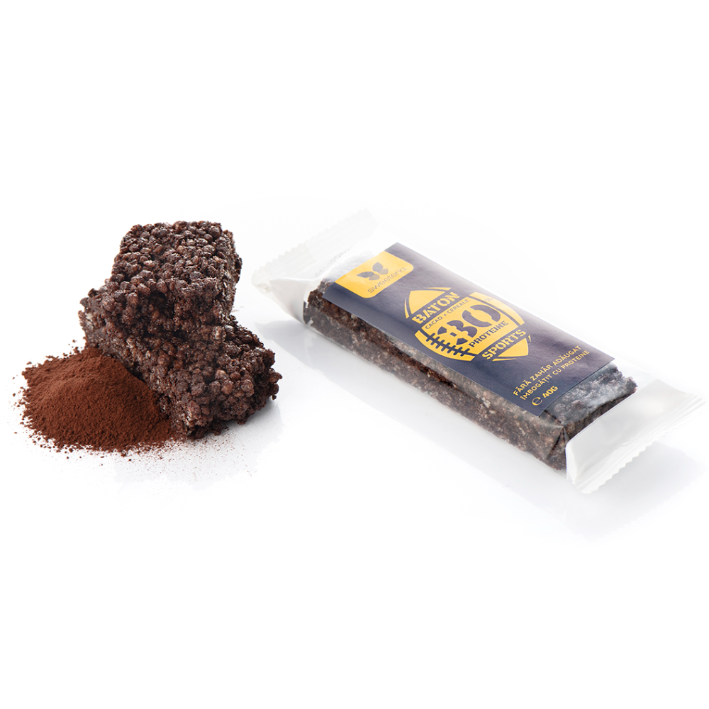 Baton proteic cu cacao si cereale, 40 g, Sweeteria