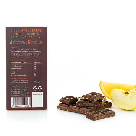 Ciocolata cu lapte, mar si portocala, 100 gr, Sweeteria 676872