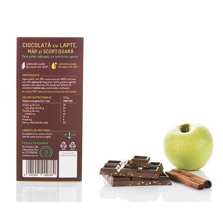 Ciocolata cu lapte, mar si scortisoara, 100 gr, Sweeteria 676875