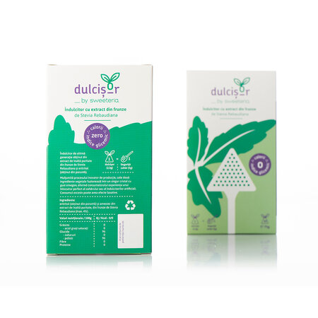 Indulcitorcu extract din frunze de stevia Dulcisor, 30 plicuri, Sweeteria 676893